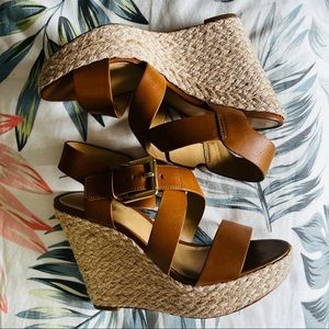 NWOT Michael Kors Leather Wedges